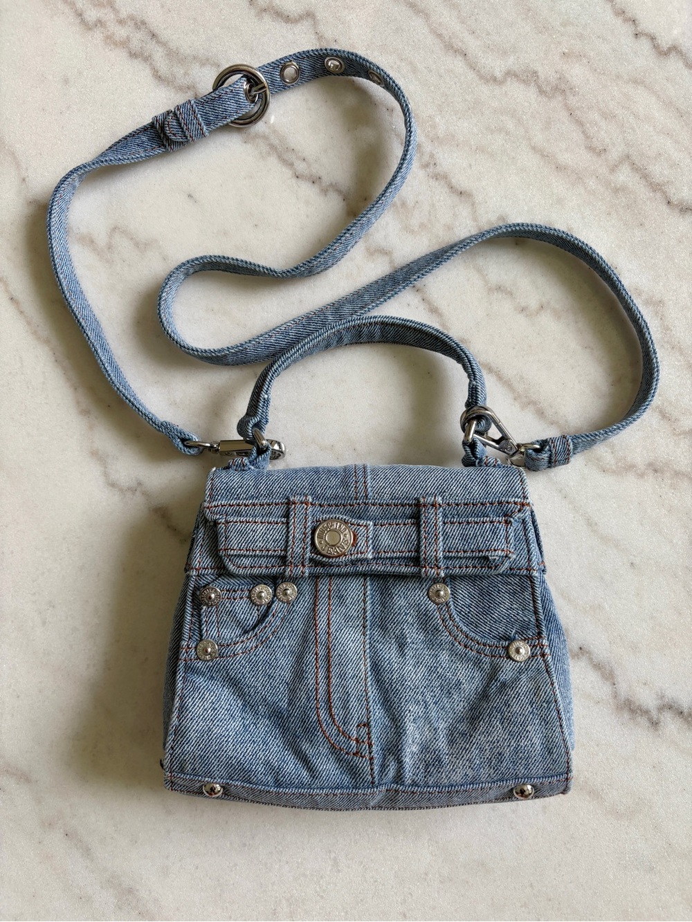Moschino Light Blue Denim Crossbody Mini Bag